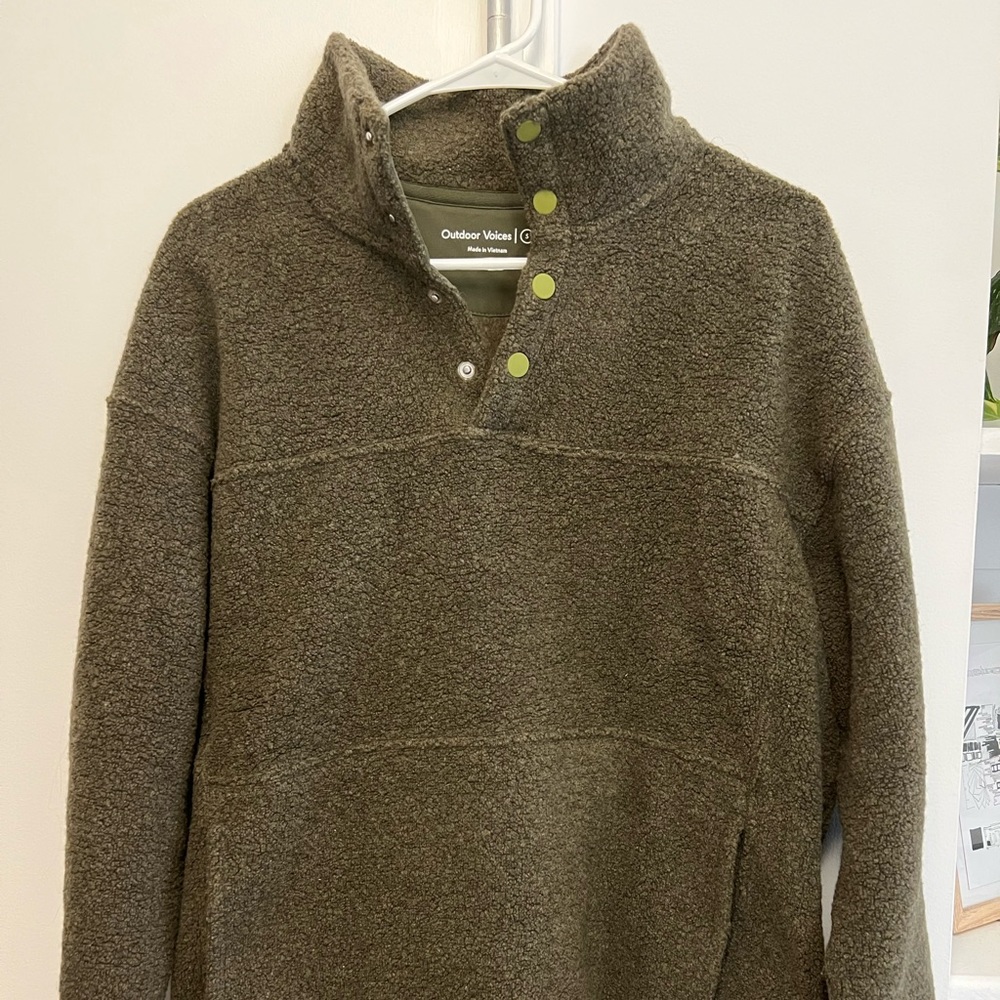 Outdoor Voices OV MegaFleece Snap Sweatshirt Green/Vine - Small S - New worn 2x